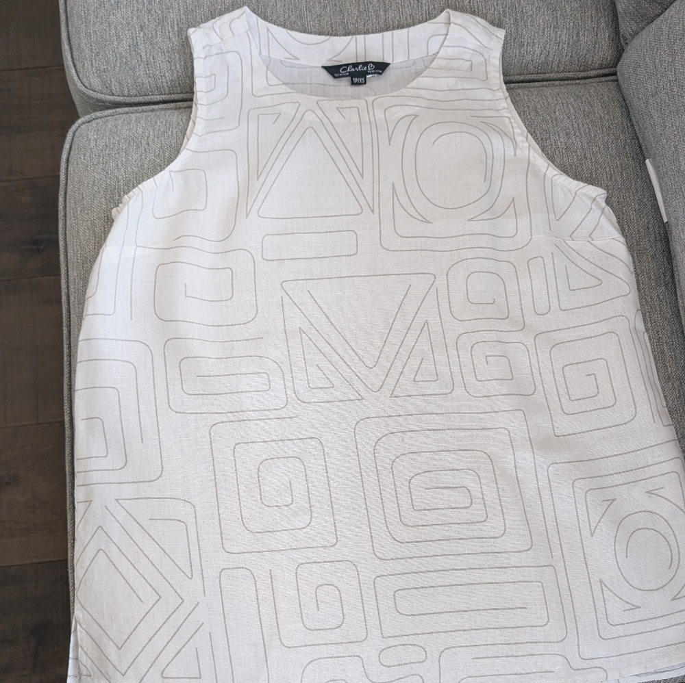 Charlie White Geometric Tank Top